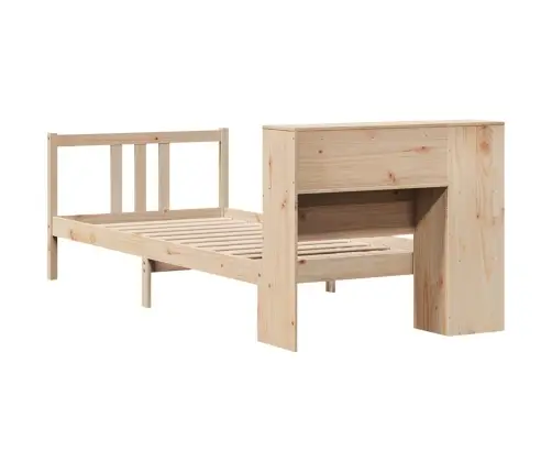 Gulta Ar Grāmatu Plauktu, Bez Matrača, 75X190 Cm, Priedes Koks Vidaxl