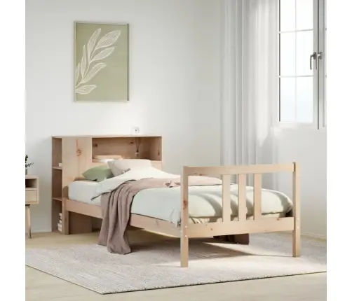 Gulta Ar Grāmatu Plauktu, Bez Matrača, 75X190 Cm, Priedes Koks Vidaxl