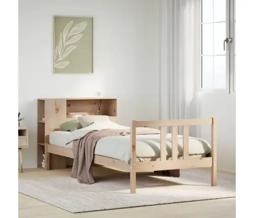 Gulta Ar Grāmatu Plauktu, Bez Matrača, 90X190 Cm, Priedes Koks Vidaxl