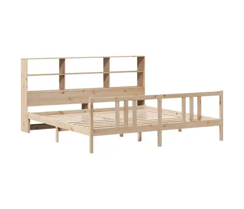 Gulta Ar Grāmatu Plauktu, Bez Matrača, 180X200 Cm, Priedes Koks Vidaxl