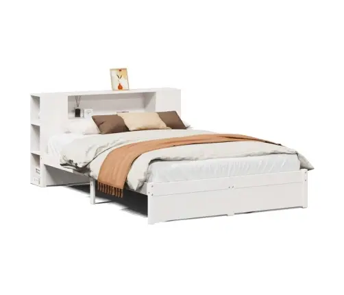 Gulta Ar Grāmatu Plauktu, Bez Matrača, 140X190 Cm, Priedes Koks Vidaxl