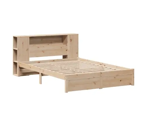 Gulta Ar Grāmatu Plauktu, Bez Matrača, 120X200 Cm, Priedes Koks Vidaxl