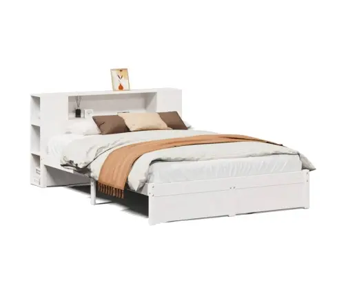 Riiuliga Voodiraam Ilma Madratsita, Valge, 160X200cm Männipuit