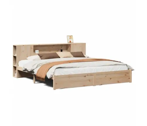 Lova Su Knygų Spinta Be Čiužinio, 180X200cm Pušies Masyvas