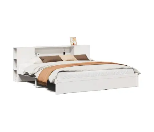 Riiuliga Voodiraam Ilma Madratsita, Valge, 180X200cm Männipuit