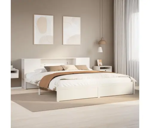 Riiuliga Voodiraam Ilma Madratsita, Valge, 180X200cm Männipuit