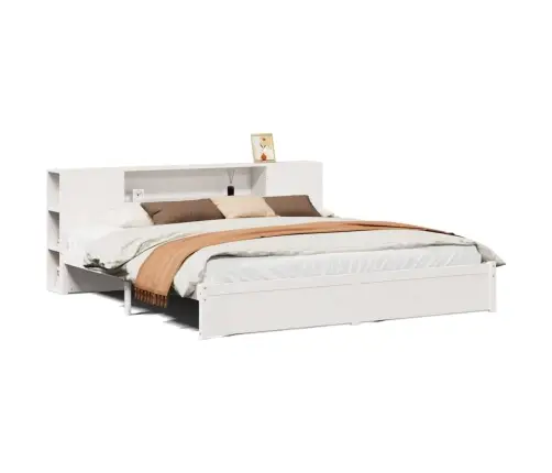 Gulta Ar Grāmatu Plauktu, Bez Matrača, 200X200 Cm, Priedes Koks Vidaxl