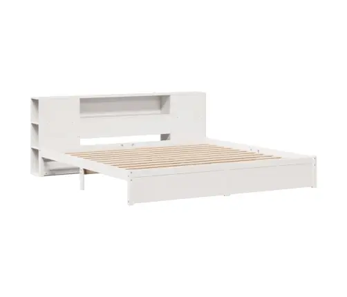 Gulta Ar Grāmatu Plauktu, Bez Matrača, 200X200 Cm, Priedes Koks Vidaxl