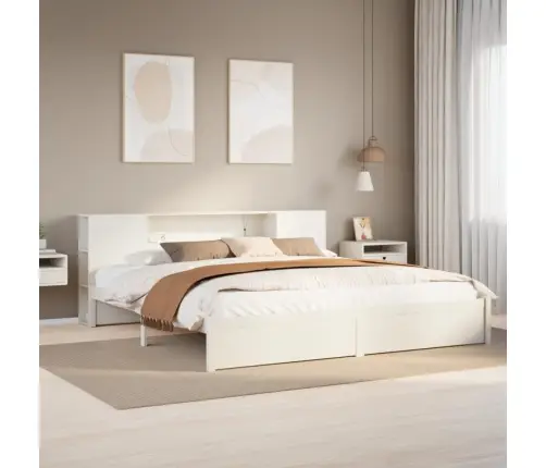 Gulta Ar Grāmatu Plauktu, Bez Matrača, 200X200 Cm, Priedes Koks Vidaxl