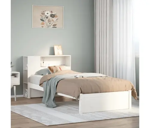 Lova Su Knygų Spinta Be Čiužinio, Balta, 90X200cm Pušis