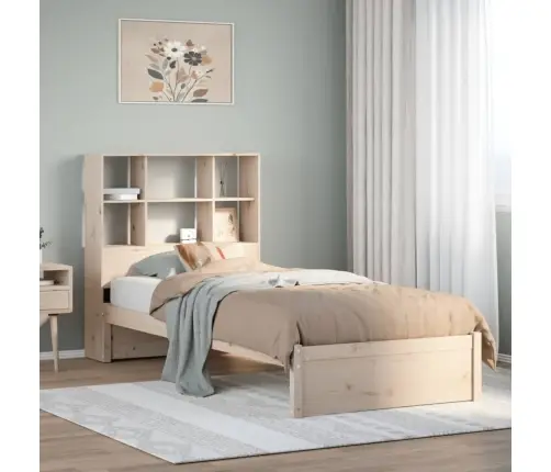 Riiuliga Voodi Ilma Madratsita, 90 X 190 cm Männipuit