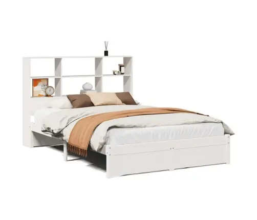 Lova Su Knygų Spinta Be Čiužinio, Balta, 140X200cm Pušis