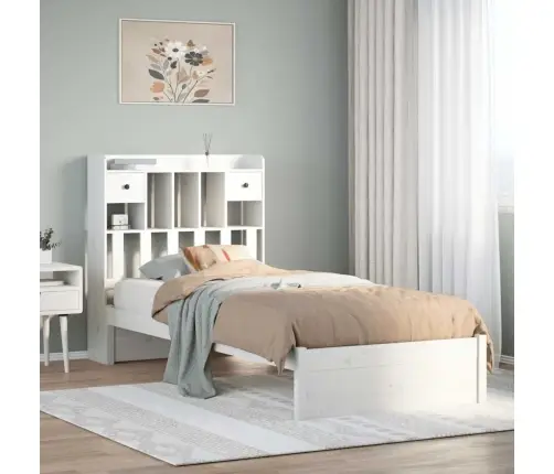 Lova Su Knygų Spinta Be Čiužinio, Balta, 75X190cm Pušis