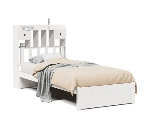 Gulta Ar Grāmatu Plauktu, Bez Matrača, 90X190 Cm, Priedes Koks Vidaxl