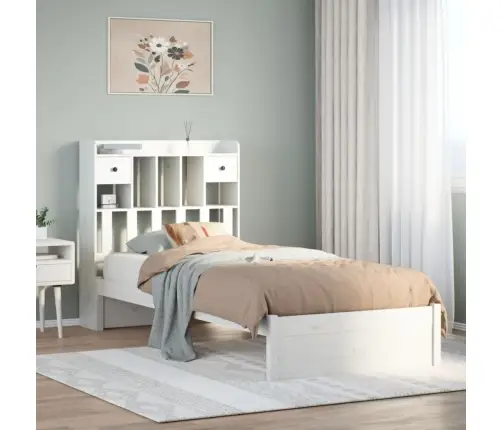 Gulta Ar Grāmatu Plauktu, Bez Matrača, 90X190 Cm, Priedes Koks Vidaxl