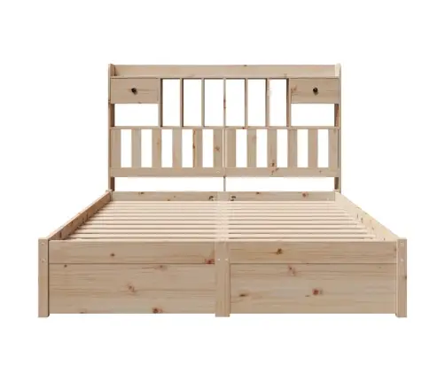 Lova Su Knygų Spinta Be Čiužinio, 140X190cm Pušies Masyvas