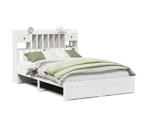 Riiuliga Voodiraam Ilma Madratsita, Valge, 140X190cm Männipuit