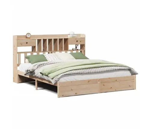 Gulta Ar Grāmatu Plauktu, Bez Matrača, 180X200 Cm, Priedes Koks Vidaxl