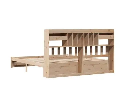 Gulta Ar Grāmatu Plauktu, Bez Matrača, 180X200 Cm, Priedes Koks Vidaxl