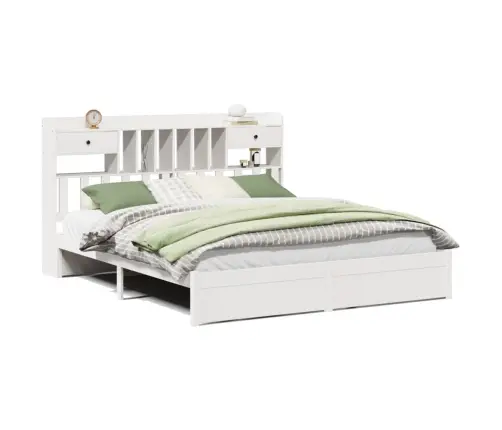 Gulta Ar Grāmatu Plauktu, Bez Matrača, 180X200 Cm, Priedes Koks Vidaxl