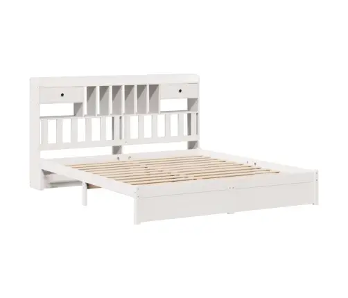 Gulta Ar Grāmatu Plauktu, Bez Matrača, 180X200 Cm, Priedes Koks Vidaxl