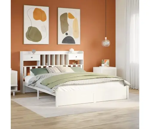 Gulta Ar Grāmatu Plauktu, Bez Matrača, 180X200 Cm, Priedes Koks Vidaxl