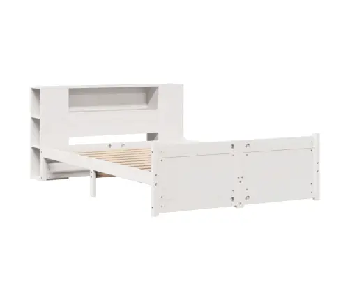 Gulta Ar Grāmatu Plauktu, Bez Matrača, 135X190 Cm, Priedes Koks Vidaxl