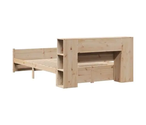 Lova Su Knygų Spinta Be Čiužinio, 140X190cm Pušies Masyvas
