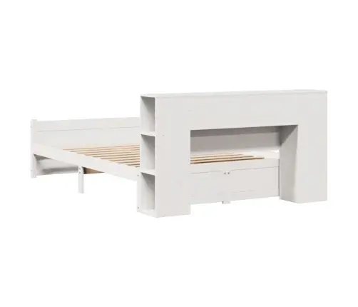 Riiuliga Voodiraam Ilma Madratsita, Valge, 150X200cm Männipuit