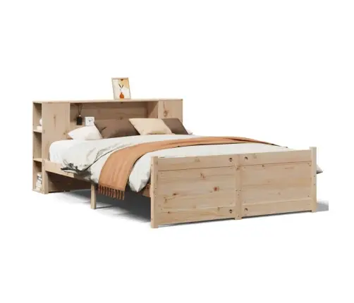 Lova Su Knygų Spinta Be Čiužinio, 160X200cm Pušies Masyvas