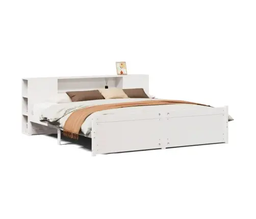 Gulta Ar Grāmatu Plauktu, Bez Matrača, 180X200 Cm, Priedes Koks Vidaxl