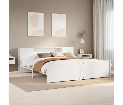 Gulta Ar Grāmatu Plauktu, Bez Matrača, 200X200 Cm, Priedes Koks Vidaxl