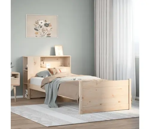 Riiuliga Voodi Ilma Madratsita, 90 X 190 cm Männipuit