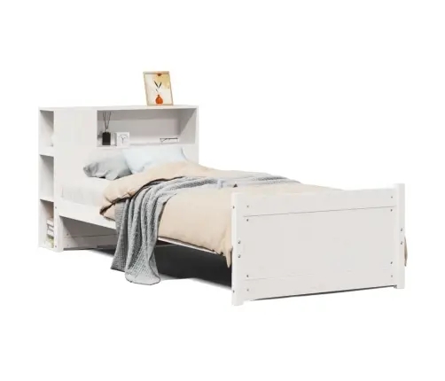 Gulta Ar Grāmatu Plauktu, Bez Matrača, 90X190 Cm, Priedes Koks Vidaxl