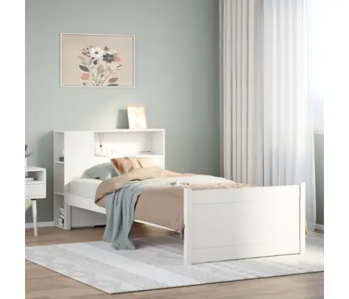 Gulta Ar Grāmatu Plauktu, Bez Matrača, 90X190 Cm, Priedes Koks Vidaxl