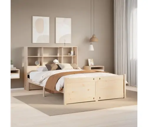 Gulta Ar Grāmatu Plauktu, Bez Matrača, 150X200 Cm, Priedes Koks Vidaxl