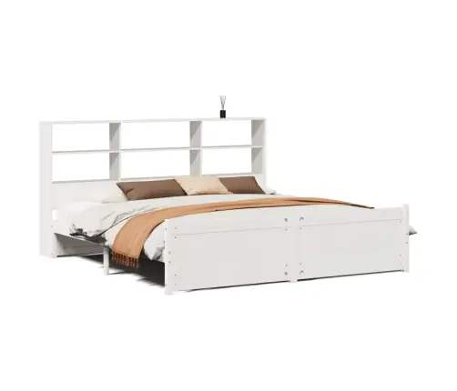 Gulta Ar Grāmatu Plauktu, Bez Matrača, 180X200 Cm, Priedes Koks Vidaxl