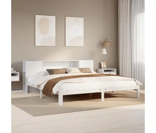 Gulta Ar Grāmatu Plauktu, Bez Matrača, 200X200 Cm, Priedes Koks Vidaxl