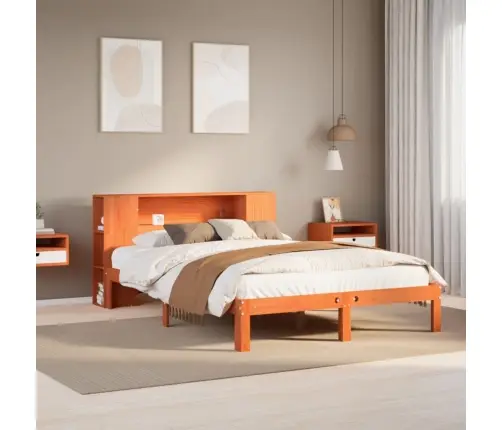 Gulta Ar Grāmatu Plauktu, Bez Matrača, 140X200 Cm, Priedes Koks Vidaxl