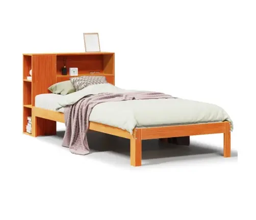 Gulta Ar Grāmatu Plauktu, Bez Matrača, 100X200 Cm, Priedes Koks Vidaxl