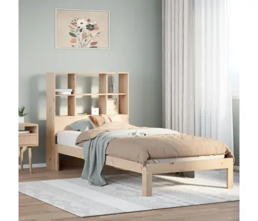 Gulta Ar Grāmatu Plauktu, Bez Matrača, 90X190 Cm, Priedes Koks Vidaxl