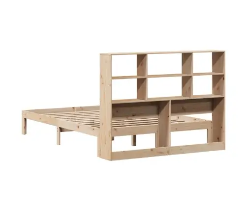 Gulta Ar Grāmatu Plauktu, Bez Matrača, 140X190 Cm, Priedes Koks Vidaxl