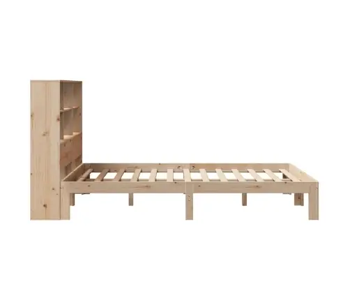 Gulta Ar Grāmatu Plauktu, Bez Matrača, 140X200 Cm, Priedes Koks Vidaxl