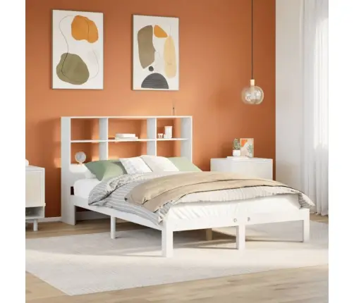 Lova Su Knygų Spinta Be Čiužinio, Balta, 140X200cm Pušis