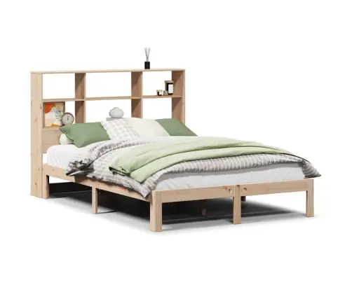 Gulta Ar Grāmatu Plauktu, Bez Matrača, 160X200 Cm, Priedes Koks Vidaxl