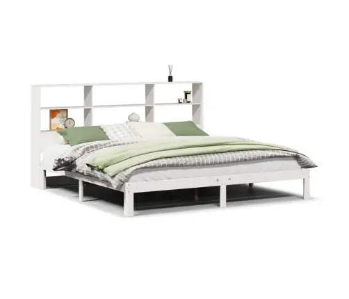 Gulta Ar Grāmatu Plauktu, Bez Matrača, 180X200 Cm, Priedes Koks Vidaxl