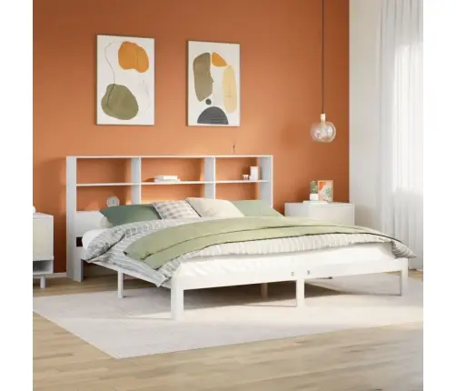 Gulta Ar Grāmatu Plauktu, Bez Matrača, 180X200 Cm, Priedes Koks Vidaxl