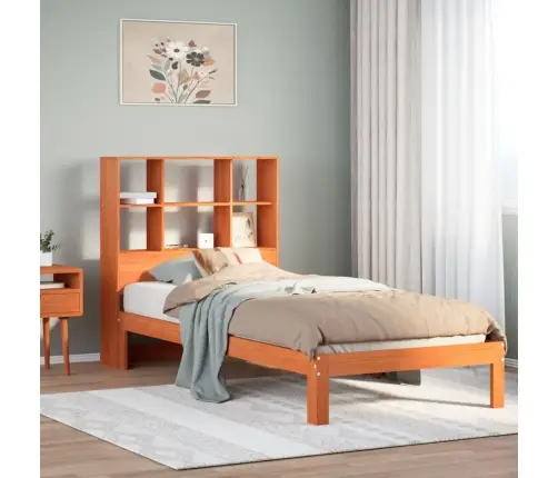 Gulta Ar Grāmatu Plauktu, Bez Matrača, 75X190 Cm, Priede Vidaxl