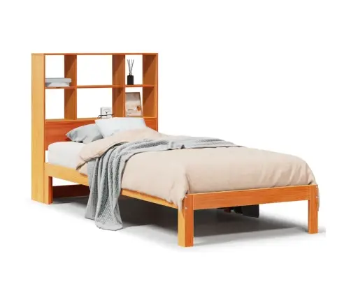 Gulta Ar Grāmatu Plauktu, Bez Matrača, 100X200 Cm, Priedes Koks Vidaxl