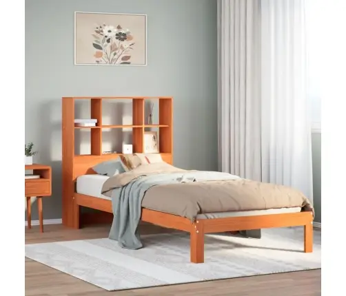 Gulta Ar Grāmatu Plauktu, Bez Matrača, 100X200 Cm, Priedes Koks Vidaxl